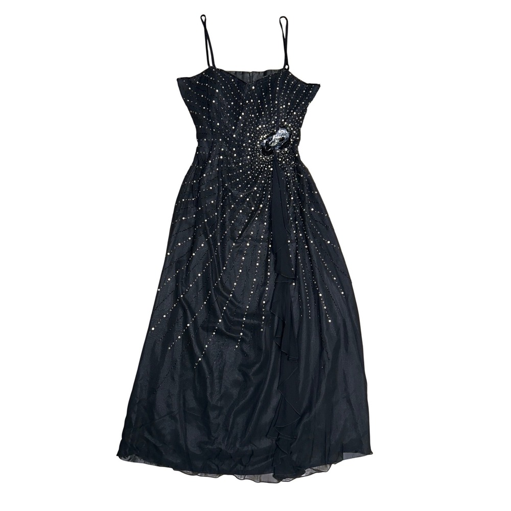 Marsoni Vintage Black Silk Beaded Sequin Evening Gown Whimsigoth formal Dress 18
